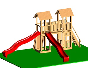 Complex cu 2 turnuri 2 tobogane si perete de catarat